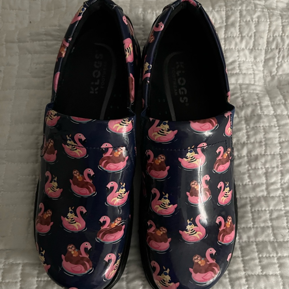 Klogs clogs Navy Naples & Pink clogs Shoes Flamingo Print 8.5 reg width